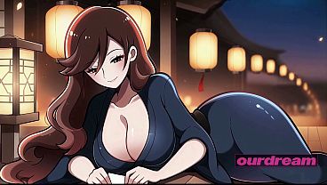 Anime Lantern Babe Beneath a Glowing Paper Lantern
