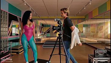 Fitness Instructor and Cameraman in Workout Scene