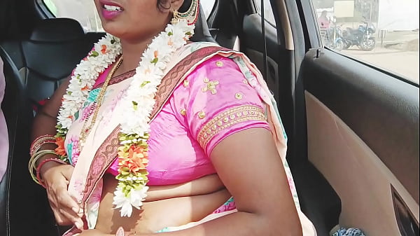 Indian Woman in Saree Car Romance with Telugu Conversation