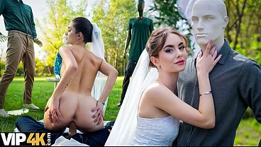 Newlywed Couple Enjoys Public Intimate Moments